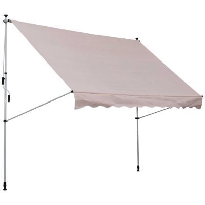 Outsunny Toldo Manual Retráctil para Exterior 300x150x170-280 cm Toldo Enrollable Altura Ajustable con Manivela Protección Solar para Terraza Balcón Jardín Beige