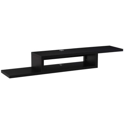HOMCOM Mueble de TV Mesa Flotante para Televisión hasta 60 Pulgadas en la Pared con 2 Estantes Madera 152,4x29,8x21 cm Negro