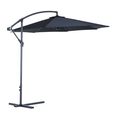 Outsunny Sombrilla de Jardín Ø300x250 cm Parasol Excéntrico Inclinable con Manivela Base Cruzada y Soporte de Metal 8 Varillas para Terraza Exterior Balcón Negro