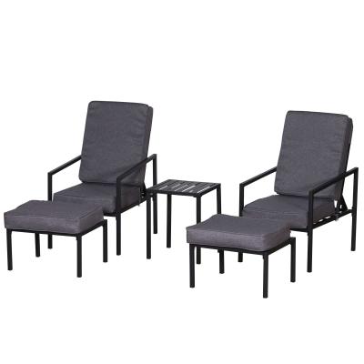 Outsunny Conjunto Mueble Exterior Apto Jardin Patio Terraza Balcón Incluye 2 Sillas 2 Taburetes 1 Mesa para Café con Cojín Suave