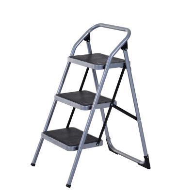 HOMCOM Escalera Plegable de Acero Taburete Escabel Base Antideslizante Tijera 2 Modelos (3 Peldaños)