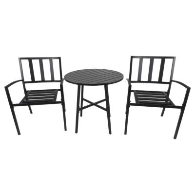 Outsunny Conjunto de Muebles de Exterior de 3 piezas Mesa de Jardín y 2 Sillas a juego con Reposabrazos Incorporados en Negro