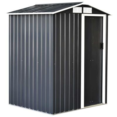 Outsunny Caseta de Jardín Metálica 150x130x186 cm Cobertizo para Almacenaje de Herramientas con Techo Inclinado 4 Ventilaciones para Terraza Exterior Gris y Blanco