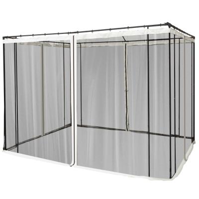 Outsunny 4 Paneles Laterales 302x207 cm para Carpa de Jardín Tela Mosquitera para Cenador Gazebo con Cremalleras y Anillas Negro