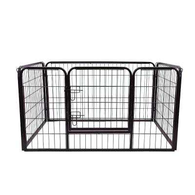 PawHut Jaula de Macotas Valla Parque para Perro Gato con Puerta Doble Seguro Tubo Rectangular Hierro 129x84x70 cm Negro