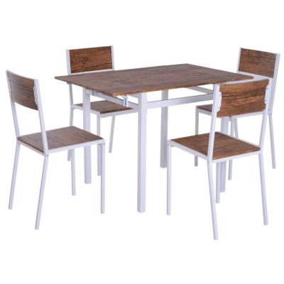 HOMCOM 5 Piezas Conjunto de Mesa Extensible y 4 Sillas de Comedor Juego Muebles de Cocina Sala Madera