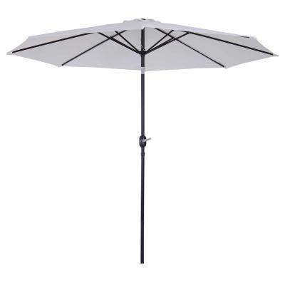 Outsunny Sombrilla de Jardín Ø300x250 cm con Manivela Parasol Exterior con Mecanismo de Inclinación y Poste Desmontable de Metal para Terraza Piscina Patio Blanco