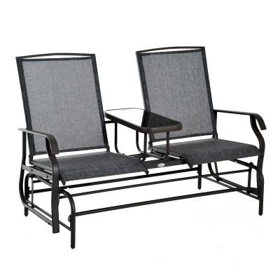 Outsunny Mecedora de 2 Plazas Banco Balancín Tipo Silla Basculante de Jardín o Patio de Metal y Tela Textilene para Exterior 148x81x100 cm