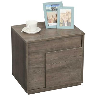 HOMCOM Mesita de Noche Mesa Auxiliar con 2 Cajones Mueble Mesilla Cajonera Moderna Multifuncional para Dormitorio 48x36x44,5 cm Roble
