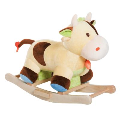 HOMCOM Caballito Balancín de Peluche para Niños +3 Años Forma Vaca 60x34x46cm