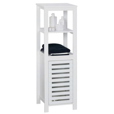 HOMCOM Armario de Baño Armario de Suelo Mueble Columna para Baño de 2 Estantes Abiertos Armario Organizador con Puerta de Persiana 40x35x125 cm Blanco