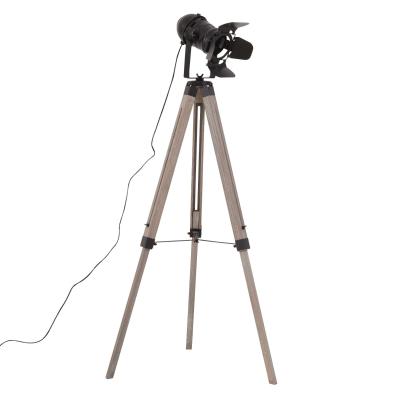 HOMCOM Lámpara de Pie con Trípode Lámpara de Suelo para Sala Dormitorio Escritorio Ajustable en Altura Diseño Industrial 63x63x100-140 cm