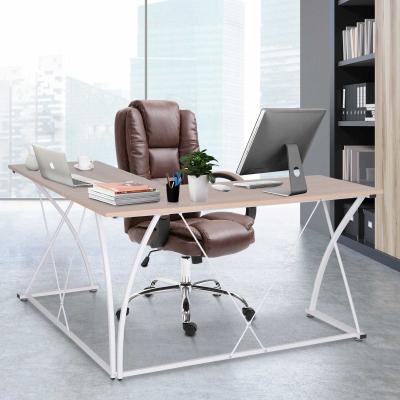 Vinsetto Escritorio PC Mesa de Ordenador para Hogar Mesa Esquinera en Forma de L 142x142x76cm Roble Natural y Blanco