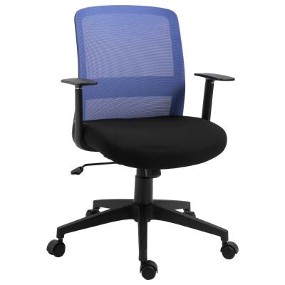 Vinsetto Silla de Oficina Silla Escritorio Giratoria con Altura Ajustable Reposabrazos Soporte Lumbar Respaldo Transpirable y Función Basculante 58x60x89-99 cm Azul