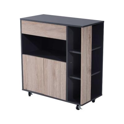 HOMCOM Armario de Suelo para Cocina Mueble Auxiliar Multiusos Diseño Moderno Espacioso con Cajón Estantes Ruedas Universales 80x39x86,5 cm