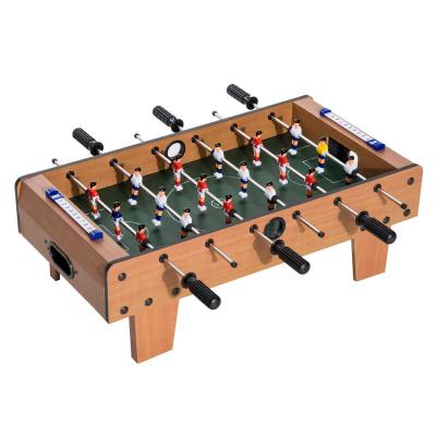 HOMCOM Futbolín de Mesa para Niños de +3 Años Juego Mesa de Fútbol de Madera con 2 Bolas 6 Asas 2 Marcadores de Puntos 18 Jugadores 69x37x24 cm Natural