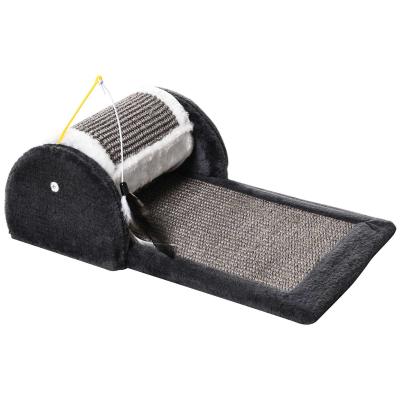 PawHut® Rascador para Gatos Juguete de Arañar Gato Árbol Rascador Centro de Actividad Rodillo y Panel Cubierta de Sisal Natural 45x25x16cm