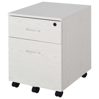 Vinsetto HOMCOM Archivador Móvil para Archivos A4 con Ruedas Gabinete de Archivos Suspendidos con 2 Cajones y Cerradura 40x45x55,6 cm Blanco
