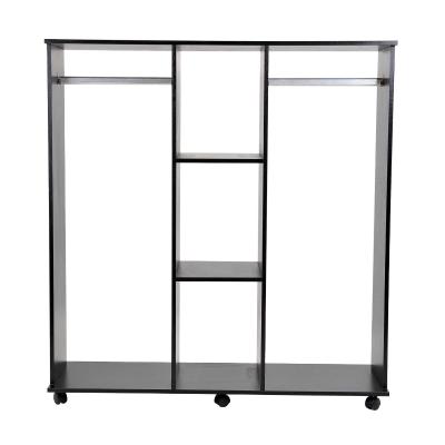 HomCom® Armarios Roperos Móvil con Doble Riel 3 Estantes Organizador 120x40x128cm Negro