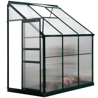 Outsunny Invernadero de Jardín de Policarbonato con Techo Ajustable Resistente a los Rayos UV para Huerto Jardinería 192x125x221 cm Transparente y Verde