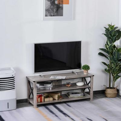 HOMCOM Soporte de TV Mesa para TV Inferior a 50” con Múltiples Estantes Diseño Industrial Orificio de Cables Carga 70 kg 20x39x50,5 cm