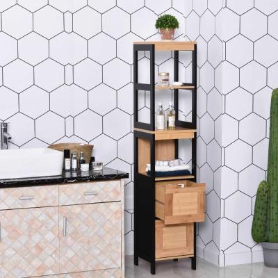 kleankin Mueble Auxiliar para Almacenaje de Baño Armario Alto para Baño con Estantes y Cajones 30x30x144.3 cm
