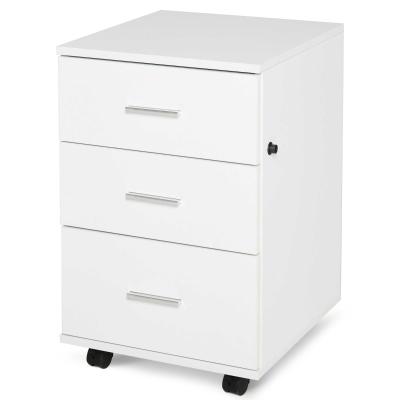 Vinsetto Cajonera Oficina con Llave y Ruedas con Freno 3 Cajones para Despacho y Hogar Cerradura Llaves Incluidas Moderna 40x41,5x61,5cm