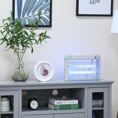 Outsunny Lámpara Anti-mosquitos Lámpara Mata Insectos Eléctrico Luz Ultravioleta 20W con 2 Tubos LED Área de Acción 60m² Interiores Exteriores 39x7,5x26,5 cm Blanco