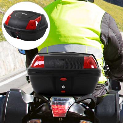 HOMCOM Baúl de Moto Maletero para 1 Casco Integral y 1 Medio Capacidad de 48L Fibra de Carbón Cerradura con 2 Llaves Accesorios 58x44,5x33,5 cm Negro