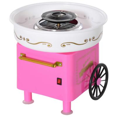 HOMCOM Máquina de Algodón de Azúcar Eléctrica Profesional Estilo Retro Regalo Infantil para Fiestas Cumpleaños Acero Inox. Aluminio 450W-550W Cotton Candy Machine 30x30x28cm Rosa