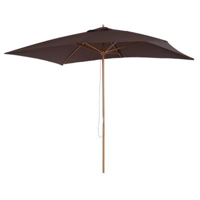 Outsunny Sombrilla Parasol 2x3m y Altura 2,5m Jardin Terraza Poliester 180g/m2 y Madera Café
