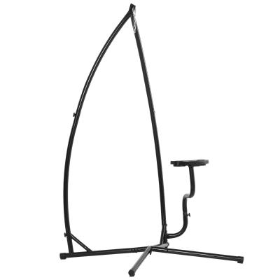 Outsunny Soporte para Silla Colgante 190 cm Sostén para Columpio con Mesita Lateral Carga Máx. 120 kg Estructura de Metal para Patio Jardín Negro