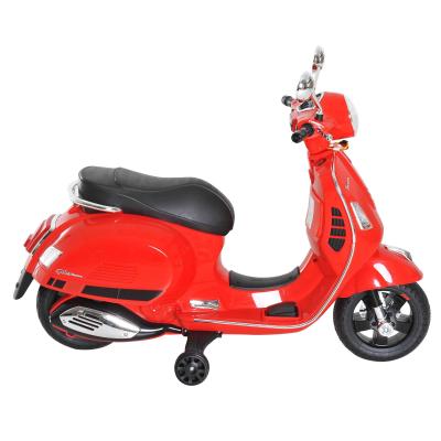 HOMCOM Moto Eléctrica Infantil Coche Triciclo Vespa Scooter Eléctrico a Batería con Luz MP3 USB Bocina para Niños Más de 3 Años Carga 25kg Rojo