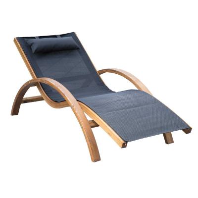 Outsunny Tumbona tipo Hamaca para Jardín Terraza Piscina o Patio Tumbona de Madera y Textilene 161x72x68cm Negro
