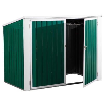 Outsunny Cobertizo de Jardín Exterior para 2 Contenedores de Basura Caseta de Herramientas con Tapa de Elevación Neumática Acero 173x100x134/114 cm Verde