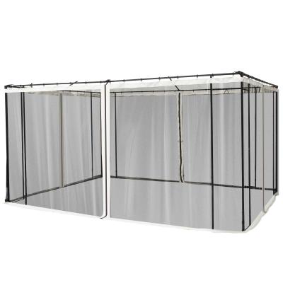 Outsunny 4 Paneles Laterales 352x207 cm para Carpa de Jardín Tela Mosquitera para Cenador Gazebo con Cremalleras y Anillas Negro