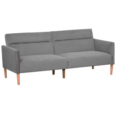 HOMCOM Sofá Cama Convertible y Reclinable con Reposabrazos y 2 Respaldos Ajustables por Separado en 3 Posiciones Aterciopelado 196x85x82 cm Gris