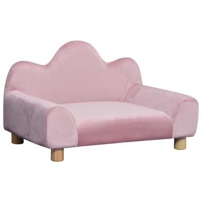 PawHut Sofá para Mascotas Sofá Estilo Moderno para Gatos Perros Pequeños con Respaldo de 3 Ondulaciones Patas Elevadas de Madera 63x43x40 cm
