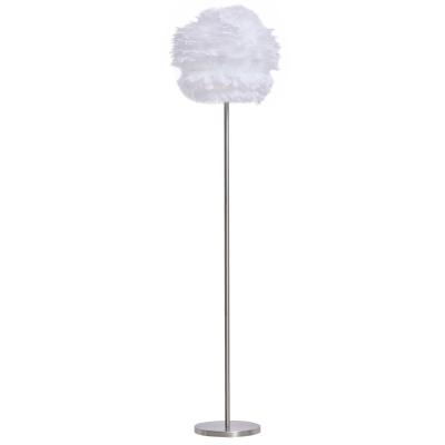HOMCOM Lámpara de Pie Pantalla de Pluma de Ganso con Interruptor de Pedal Diseño Novedoso Lámpara de Suelo para Bombilla Máx. 40W 40x40x160 cm