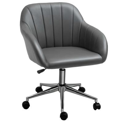 Vinsetto Silla de Oficina Ergonómica Silla Escritorio Giratoria con Altura Ajustable Respaldo y Reposabrazos de Piel Sintética Carga 120 kg 60x59x79-89 cm Gris