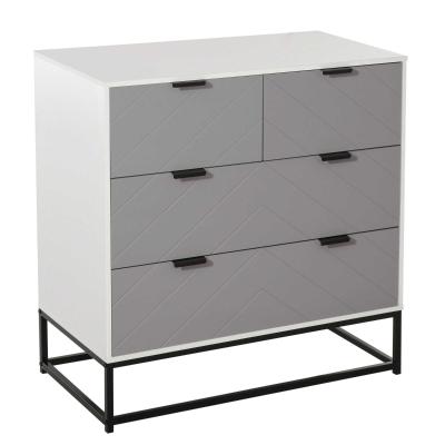 HOMCOM Cómoda de Noche Cómoda con 4 Cajones Almacenaje para Dormitorio y Salón con Base Elevada y Diseño Antivuelco 80x40x79 cm Blanco Gris y Negro