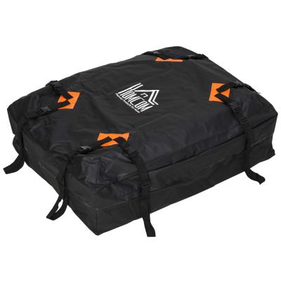 HOMCOM Cofre Bolsa de Techo Impermeable Plegable Baca de Coche con Tejido Pesado Portátil para Larga Viaje Carga 424 Litros 100 kg 114x87x45 cm Negro