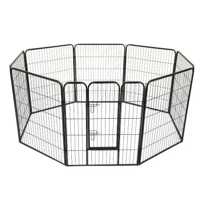 HOMCOM Parque para Mascotas Perros 8 Vallas 80x100cm Corral Plegable con Puerta y Doble Pestillo Paneles Metálicos Cerca de Entrenamiento Negro