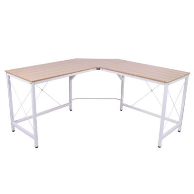 HOMCOM Mesa de Ordenador PC Escritorio para Oficina Hogar Tipo Mesa Esquinera Forma L Marco Acero 150x150x76cm Roble