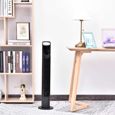 HOMCOM Ventilador Torre con Mando a Distancia 3 Niveles de Velocidad de Expulsión de Aire Temporizador hasta 7.5h Negro 18x78.5cm