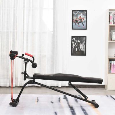 HOMCOM Banco de Abdominales Plegable Ajustable en Altura con 4 Ángulos Soporte para Piernas Ergonómico Multifuncional Banco de Ejercicio 44,5x143x84-92 cm Negro