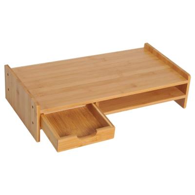 HomCom® Monitor Soporte de Bambú Elevador de Pantallas Mesa de Ordenador Portátil