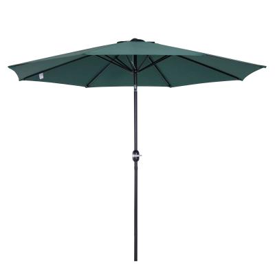 Outsunny Sombrilla de Jardín Ø300x250 cm con Manivela Parasol Exterior con Mecanismo de Inclinación y Poste Desmontable de Metal para Terraza Piscina Patio Verde
