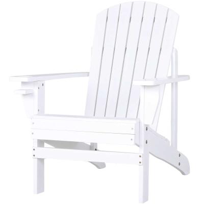 Outsunny Silla Adirondack de Madera Silla de Jardín con Reposabrazos y Respaldo Alto para Terraza Balcón Exterior 72,5x97x93 cm Blanco