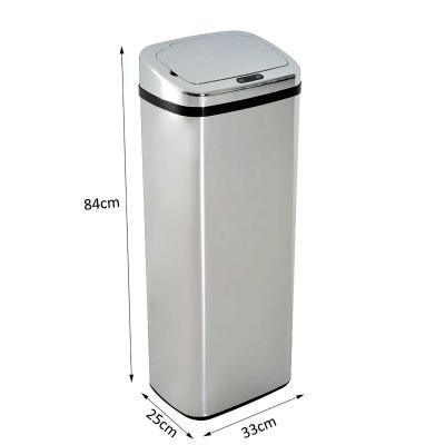 HomCom Papelera 50L Cubo de Basura Inteligente Color Plateado Acero Inoxidable 33 x 25 x 84cm